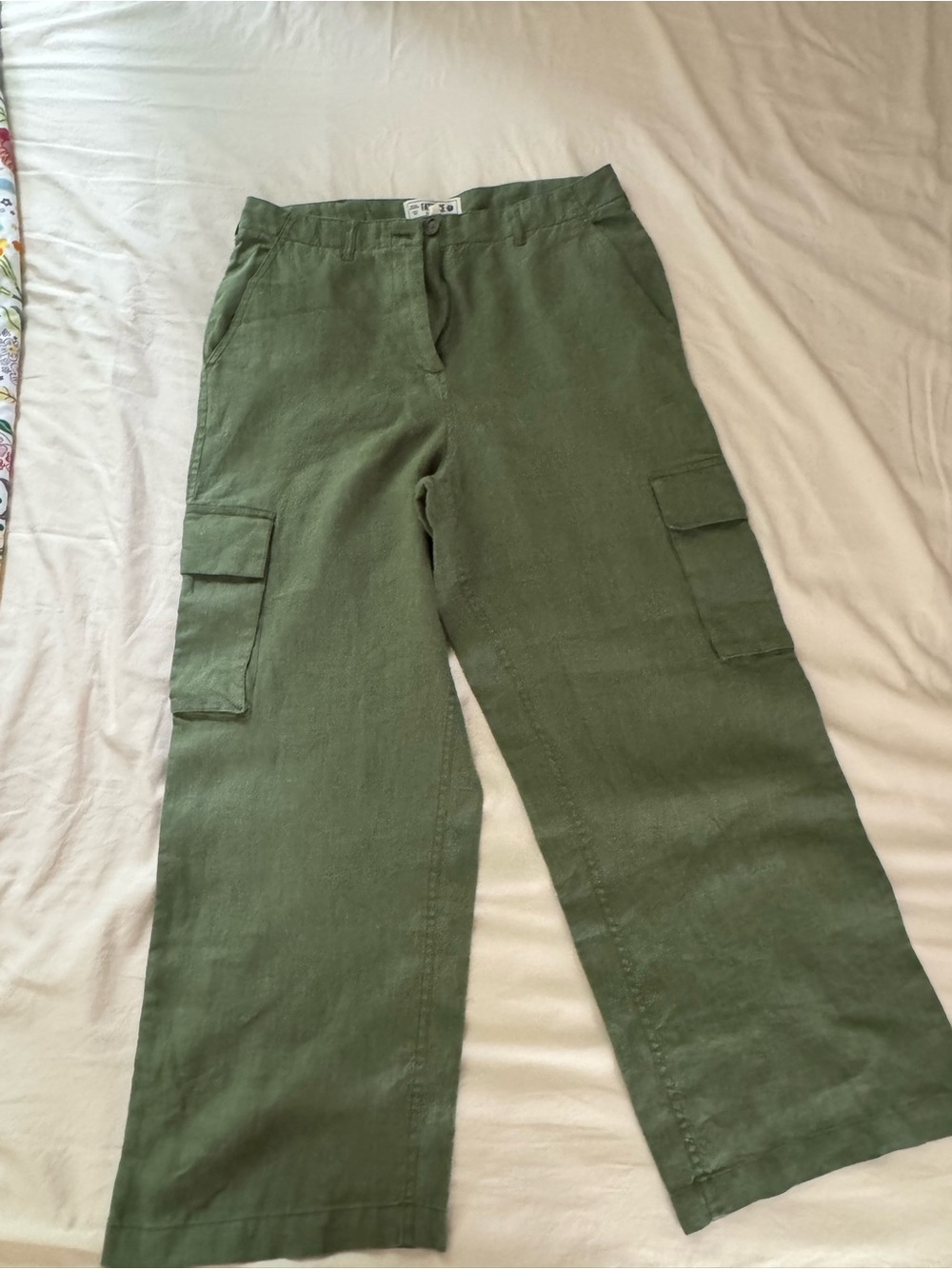 Fat Face Size 8 wide leg cargo pants nWot 100% linen
